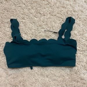 NWOT ZAFUL emerald green scalloped Bikini Top size large